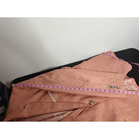 Alan Flusser Men's Linen Blend Peach Two Button Dress Blazer, XL - Picture 8 of 14